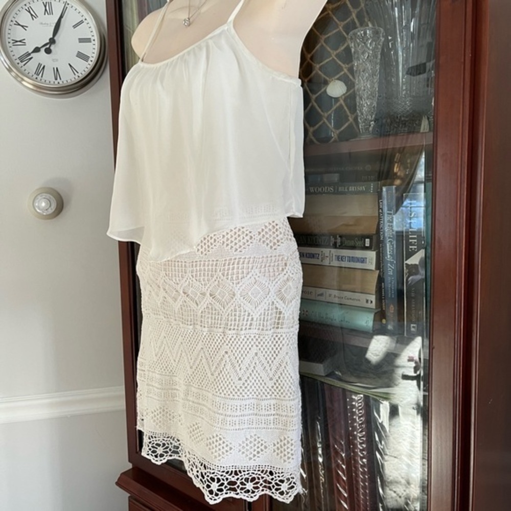 American Eagle Lacey Sleeveless Dress Size 0 Off White - Picture 3 of 13